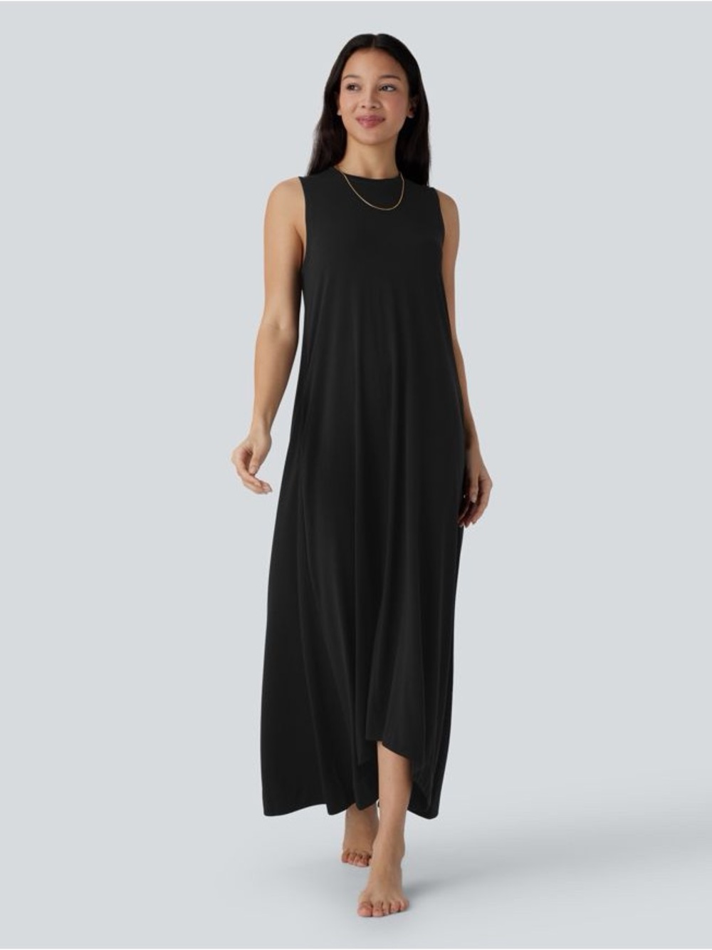 HALARA Black Sleeveless Flowing Maxi Dress